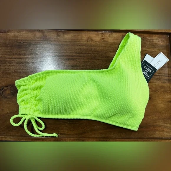 NWT Citron Yellow One Shoulder Bikini Top - Picture 4 of 12
